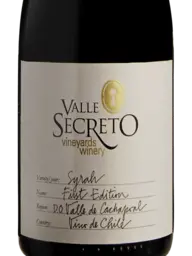 Valle Secreto Vineyards Winery First Edition Syrah