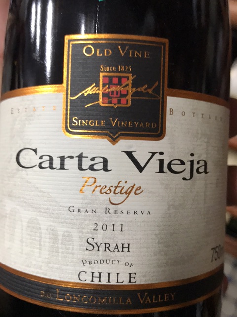 Carta Vieja Syrah Prestige Old 2011