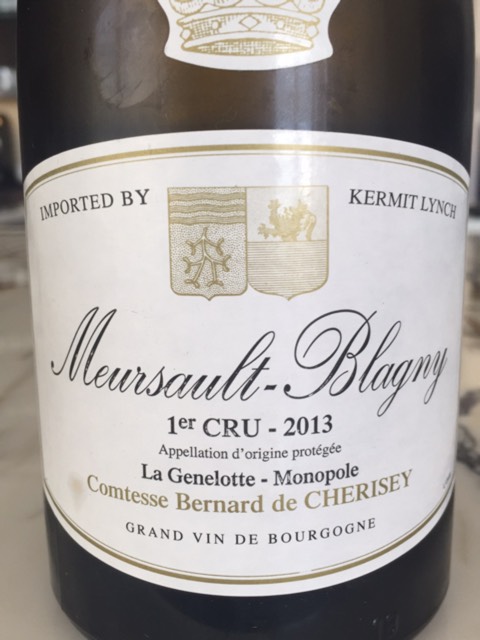 Comtesse Bernard de Chérisey La Genelotte Monopole Meursault 1er Cru 'Blagny' 2015