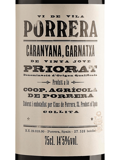 Cims de Porrera Vi de Vila Porrera  Caranyana - Garnatxa 2016