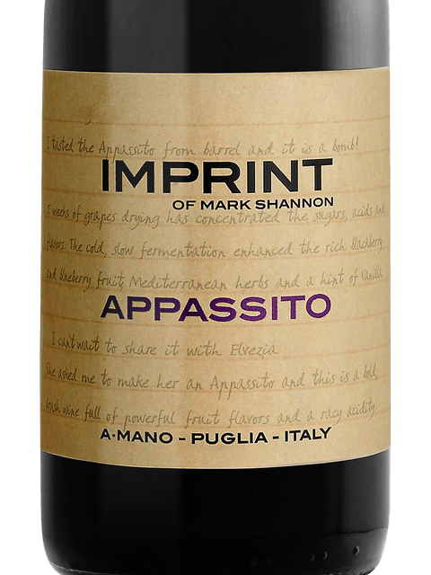 A Mano Imprint of Mark Shannon Primitivo Appassito 2019